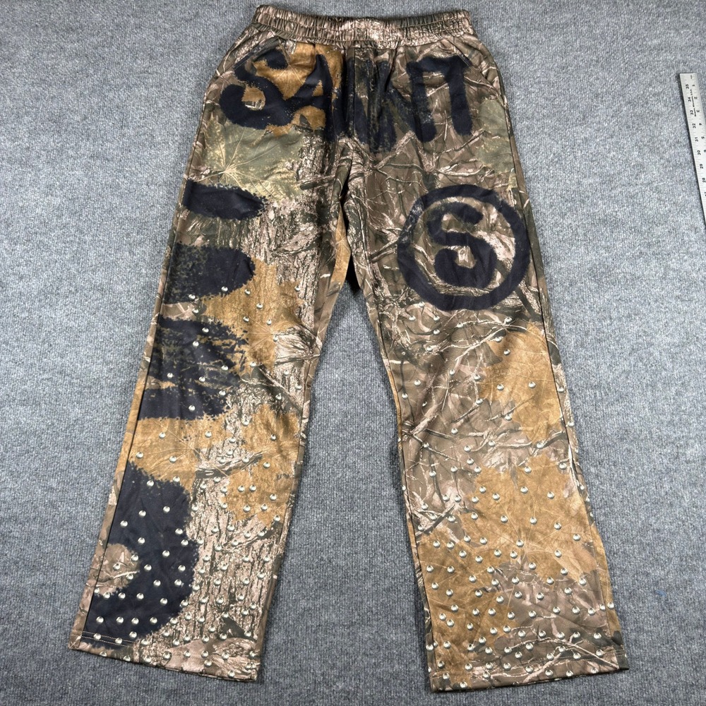 Saint Michael Pants Mens Size L Camo Rhinestone Studded Graphic Lounge
